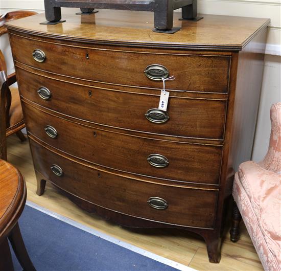 A Regency mahogany four drawer bowfront chest W.110cm